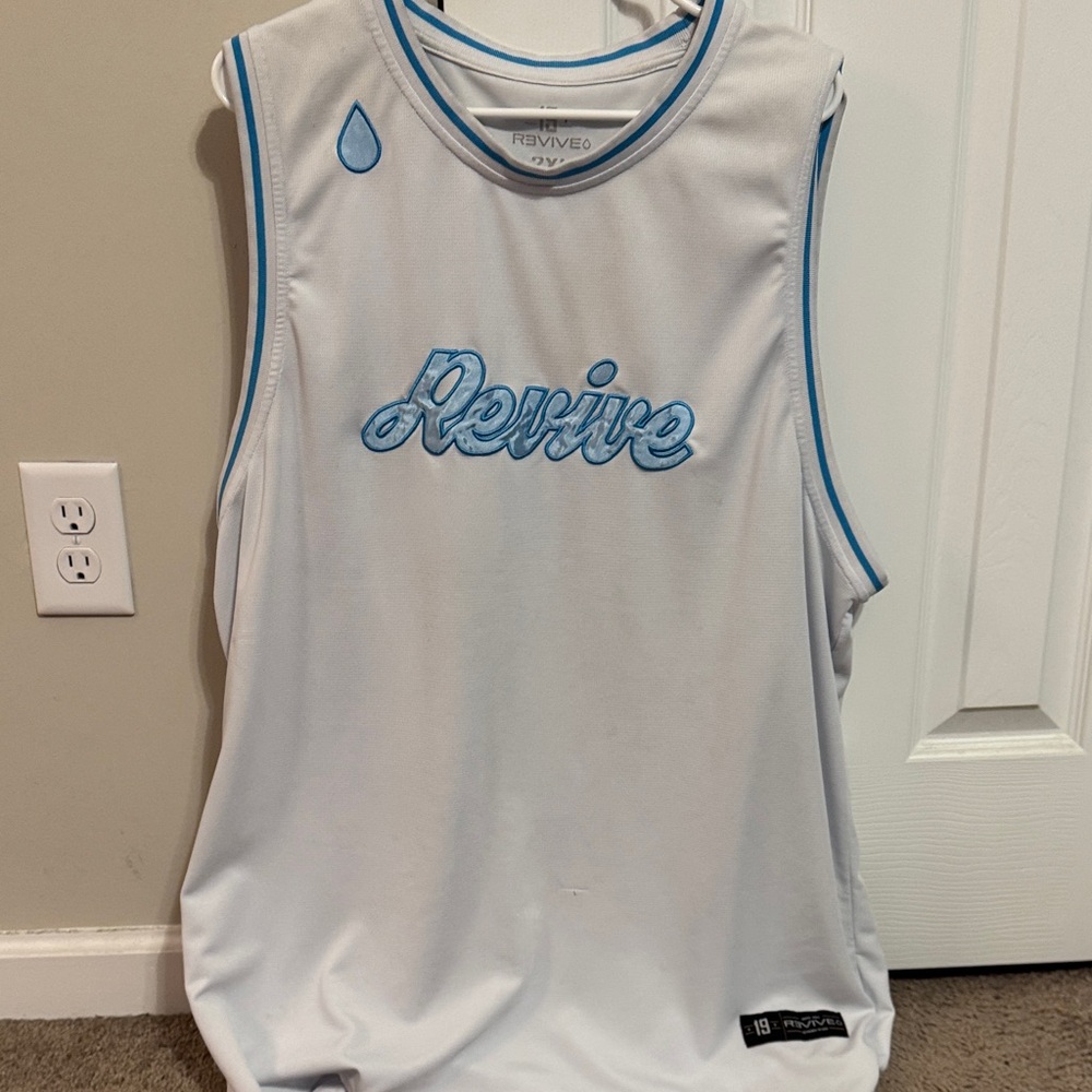 Revive Men's White and Blue Jersey
